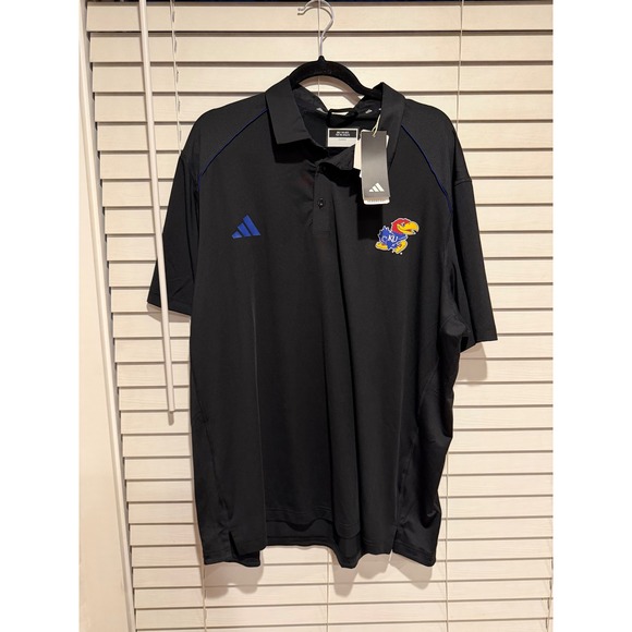 adidas Other - Adidas Kansas Jayhawks‎ Black Polo Shirt Men's 2XL AEROREADY NWT
